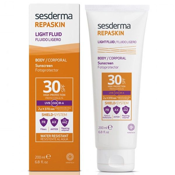 Sesderma Repaskin Light Fluid Body SPF30 Флюид нежный солнцезащитный для тела 200мл
Sesderma Repaskin Light Fluid Body SPF30 Флюид нежный солнцезащитный для тела 200мл