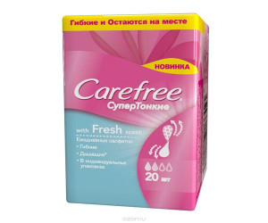 Carefree Прокладки ежедневные супертонкие Fresh scent N20