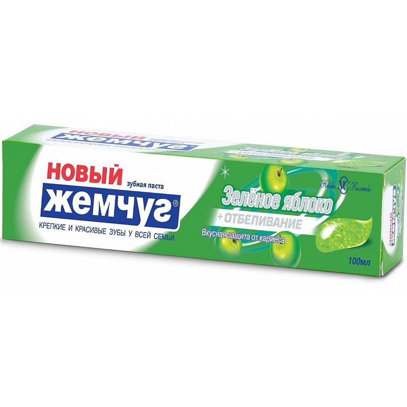 

Новый жемчуг Зубная паста Зелёное яблоко+отбеливание 100мл