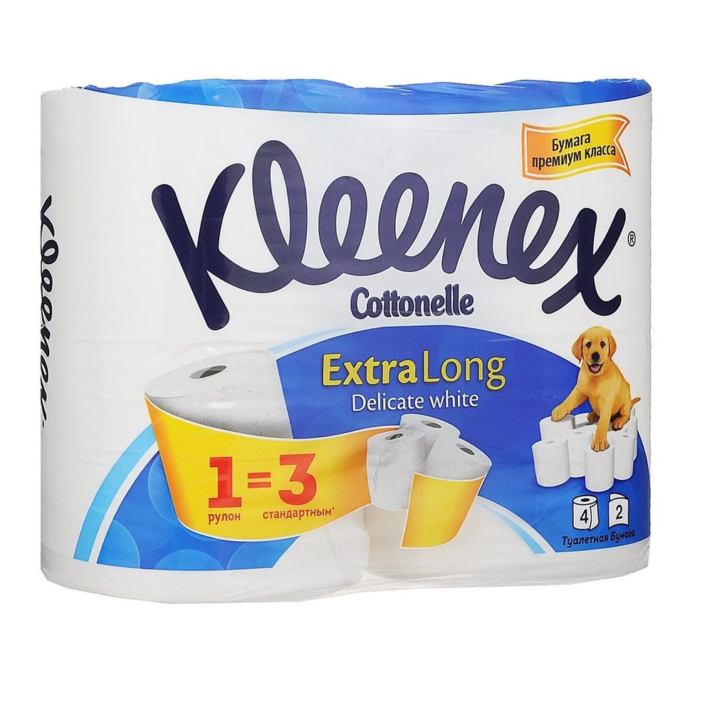Kleenex туалетная бумага extra long двухслойная