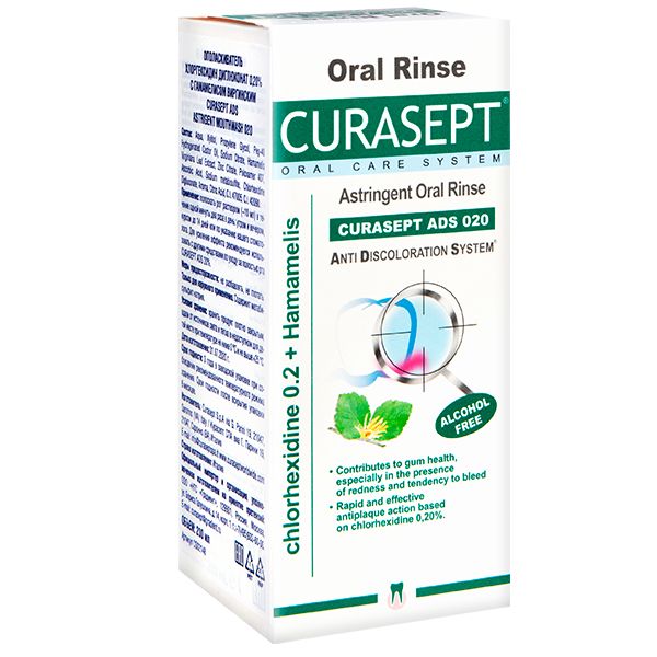 Curasept ADS 020 Astragent Ополаскиватель хлоргексидин 0,20% с гамамелисом виргинским 200мл