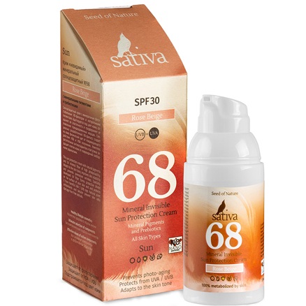Sativa Крем солнцезащитный с тонирующим эффектом №68 Rose Beige SPF 30 30 мл