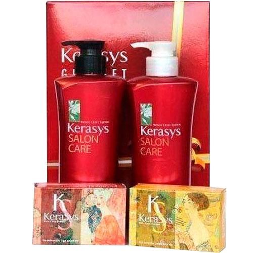Kerasys салон кэр объем №6 набор шампунь 470мл+кондиционер 470мл мыло 2шт