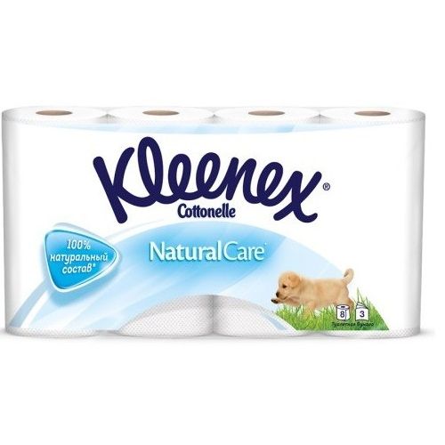 

Клинекс/Kleenex Туалетная бумага белая Натурал Кэйр трехслойная 8шт