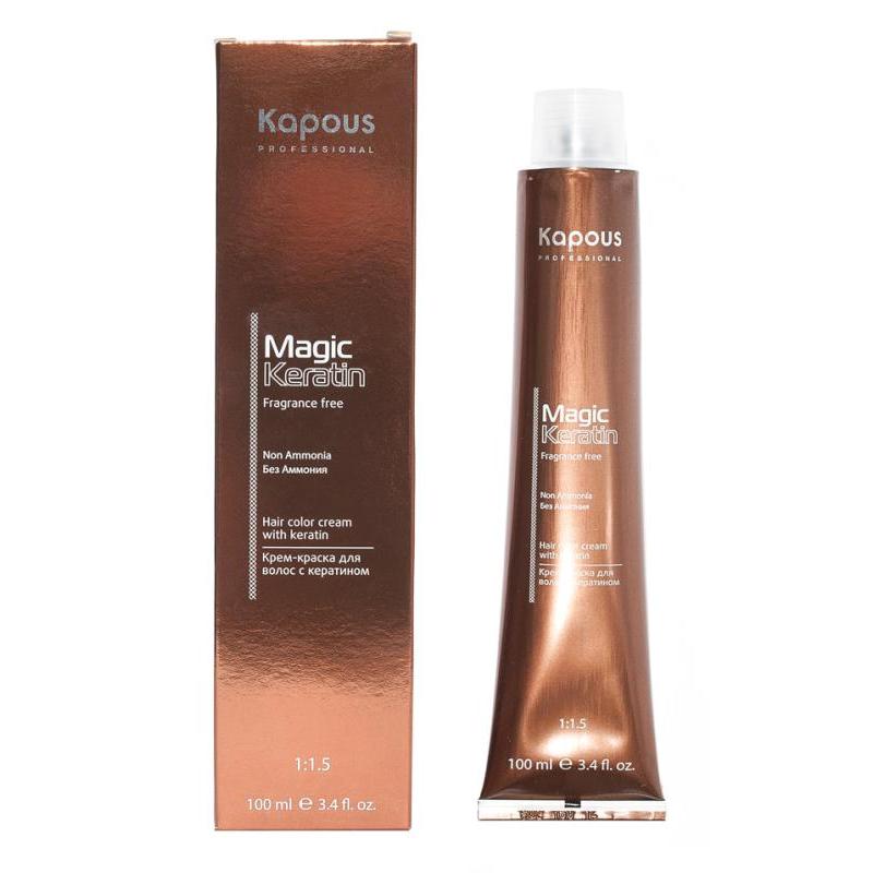 

Kapous Non Ammonia Magic Keratin 6.32 темный золотисто-коричневый блонд крем-краска для волос с кератином 100мл