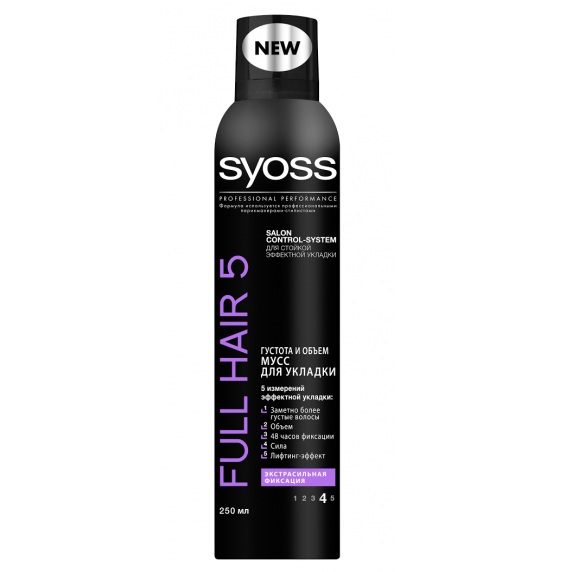 

Syoss Мусс для укладки Full Hair 5 Экстрасильная фиксация 250мл