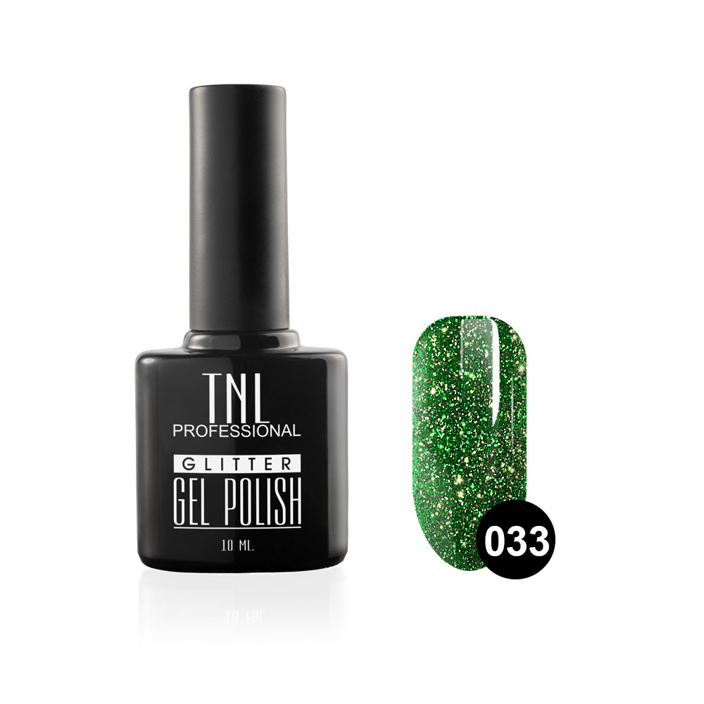 Tnl гель-лак glitter №33 - зеленый с мелким