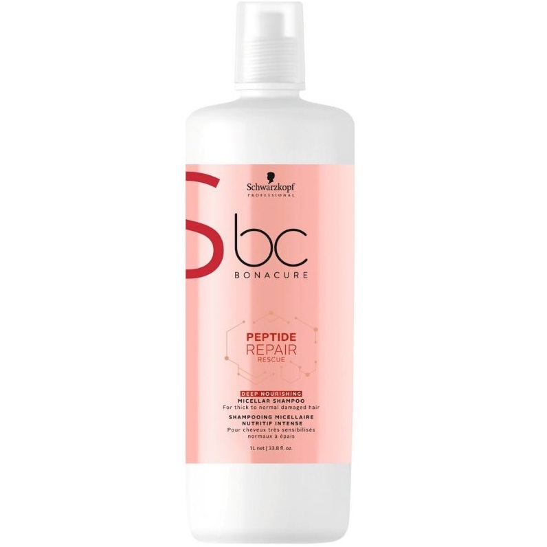 

Schwarzkopf Bonacure Peptide Repair Rescue Шампунь мицеллярный интенсивный питательный для жестких волос 1000мл