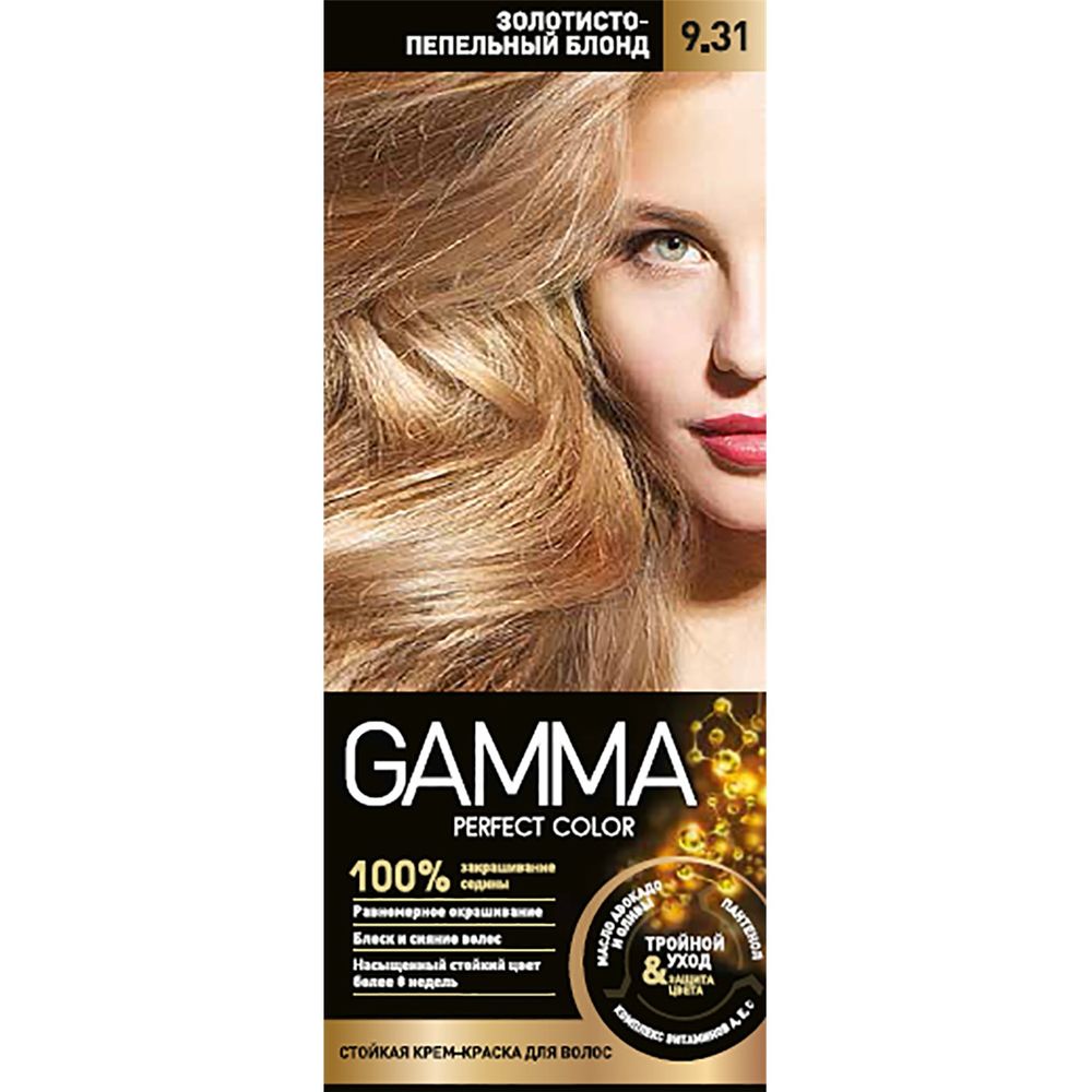 

Gamma Perfect Color Стойкая крем-краска для волос 9.31 золотисто-пепельный блонд 50г