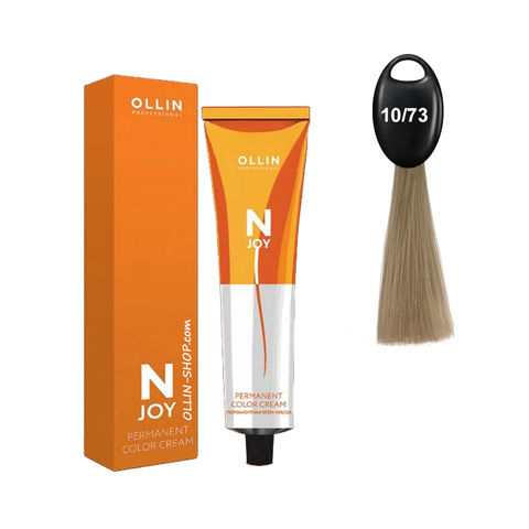 

Ollin N-JOY 10/73 светлый блондин коричнево–золотистый перманентная крем-краска для волос 100мл