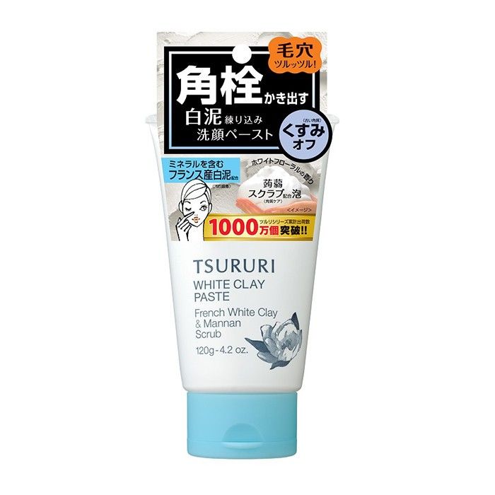 Tsururi Пенка-скраб для глубокого очищения кожи с французской белой глиной и японским маннаном 120г