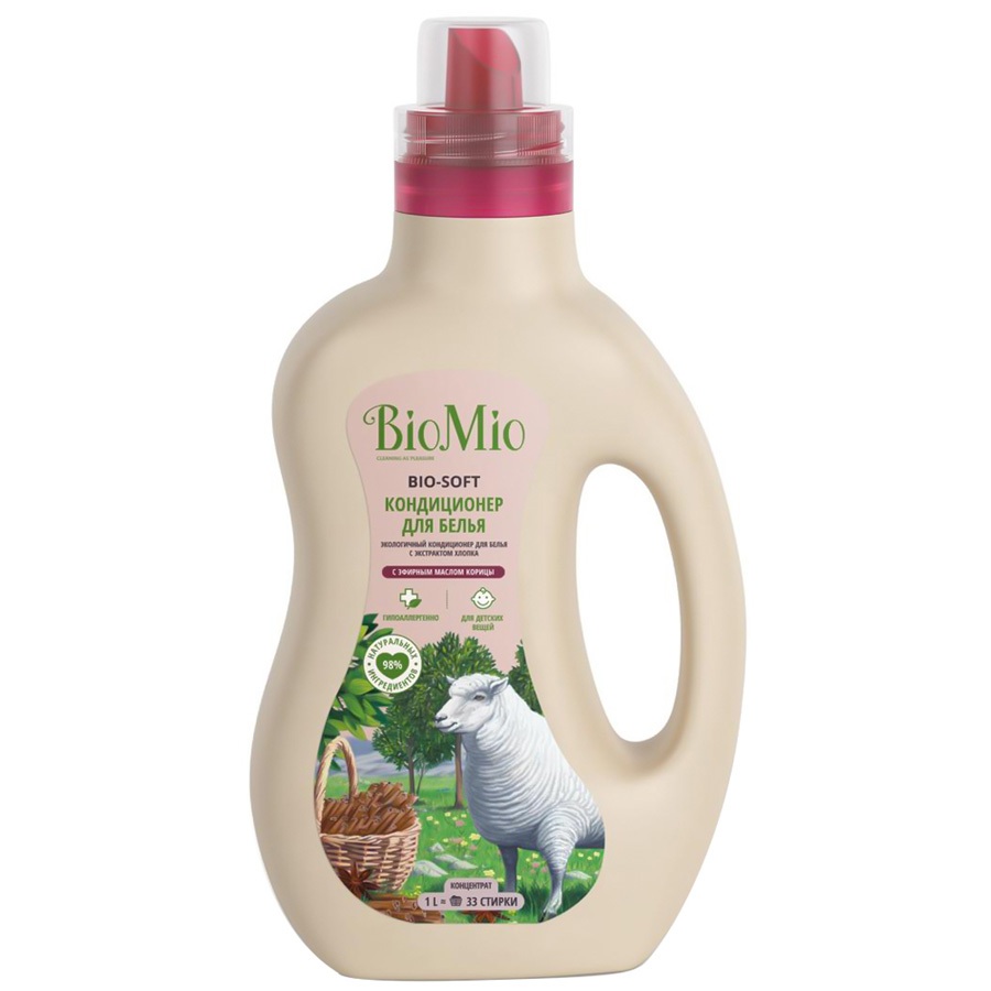BIOMIO BIO-SOFT Экологичный кондиционер для белья с эфирным маслом корицы 1000мл
