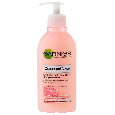 Garnier (Гарньер) ОСНОВНОЙ УХОД Крем-гель для умывания для сухой и чувствительной кожи с дозатором, 200мл