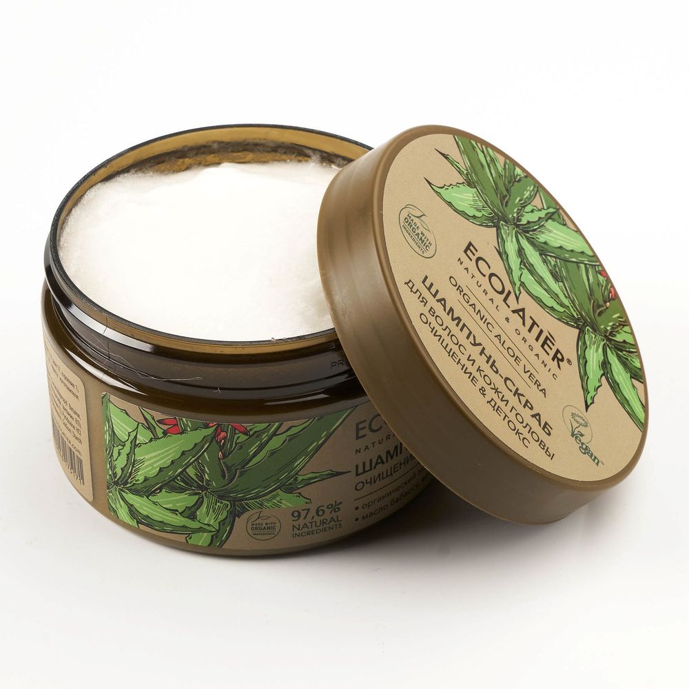 

Ecolatier GREEN Шампунь-скраб для волос Очищенение и Детокс Алое Вера 300мл
