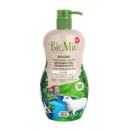 BioMio BIO-CARE средство для мытья посуды овощей и фруктов без запаха с экстрактом хлопка и ионами серебра 750мл