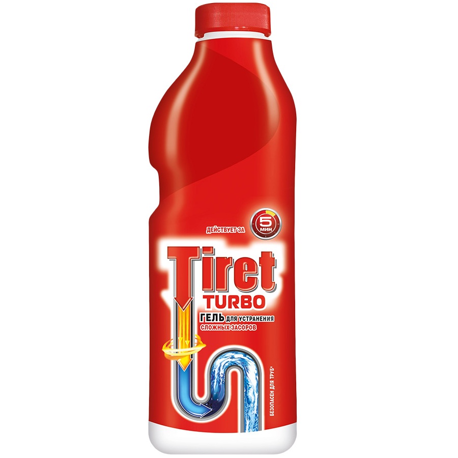 

Tiret Turbo Гель для удаления засоров в канализационных трубах 1л