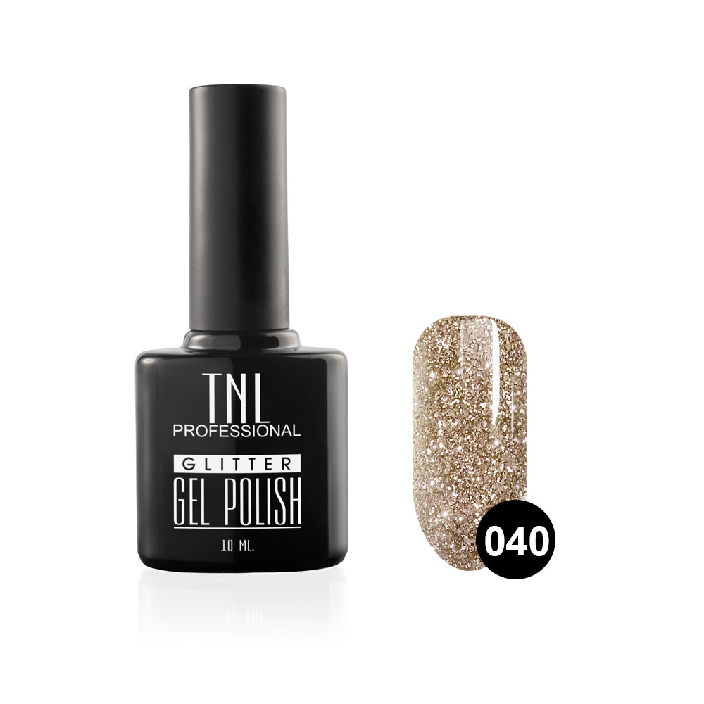 Tnl гель-лак glitter №40 - серебряный с разноцветными блестками 10 мл