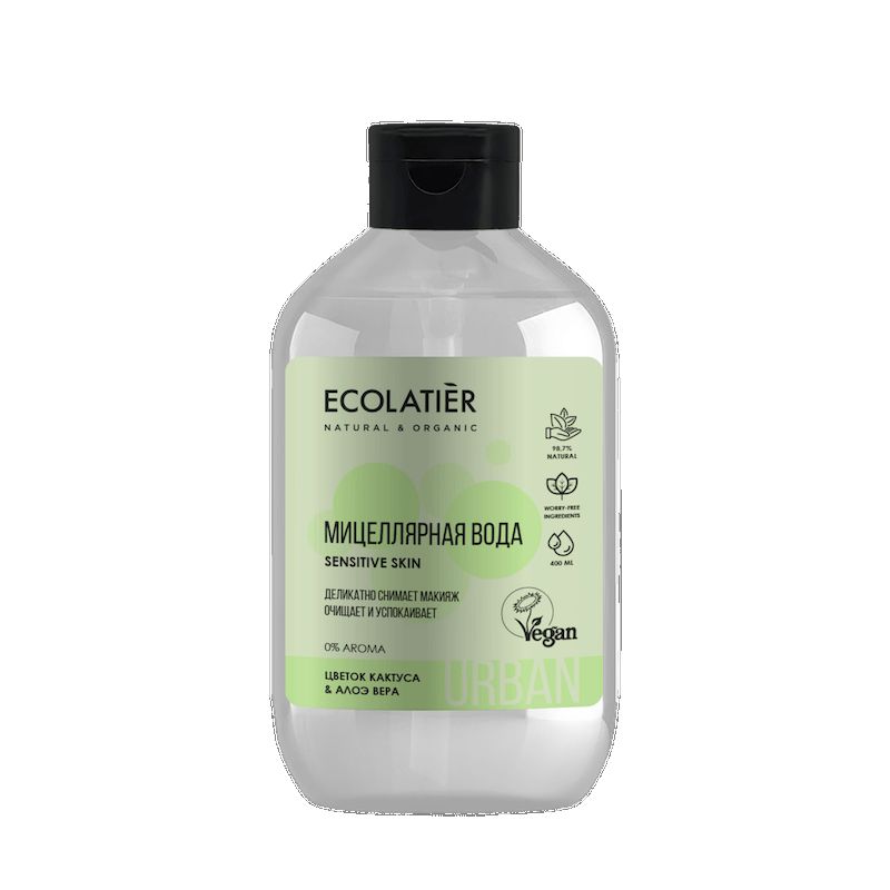 Ecolatier Urban Мицеллярная вода для снятия макияжа для чувствительной кожи цветок кактуса и алоэ вера 400мл