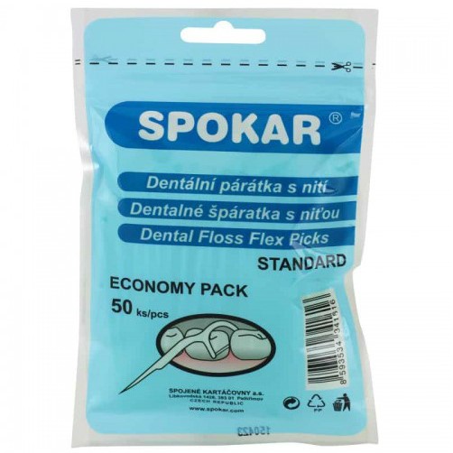 

Spokar Dental flos flex picks Набор зубочисток с зубной нитью в пластиковом пакете 50шт