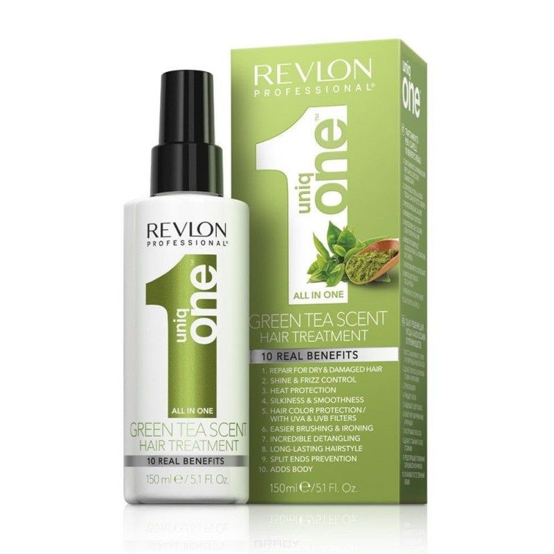 

Revlon Uniq one HAIR GREEN TEA TREATMENT Спрей-маска для ухода за волосами с ароматом зеленого чая 150мл