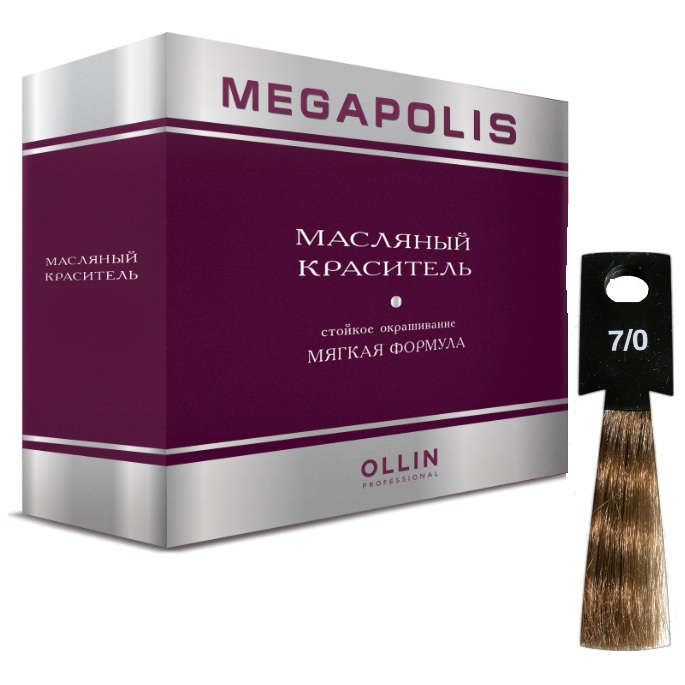 

Ollin MEGAPOLIS 7/0 русый 50мл Безаммиачный масляный краситель для волос