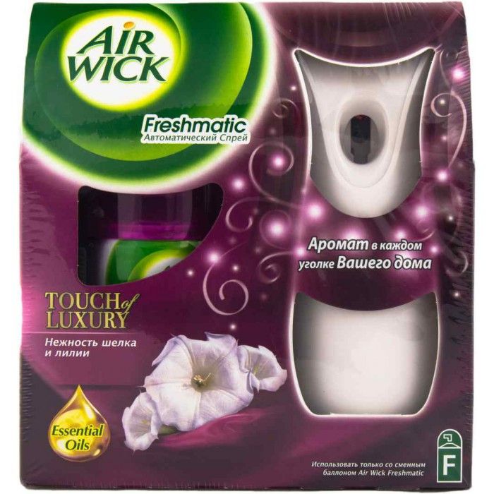 

Airwick FRESHMATIC Освежитель воздуха автоматический аэрозоль в комплекте со сменным баллоном Нежность шелка и лилии 250 мл