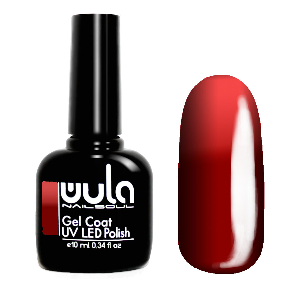 

Wula nailsoul гель лак 10мл тон 428 термо переход из бордового в красный